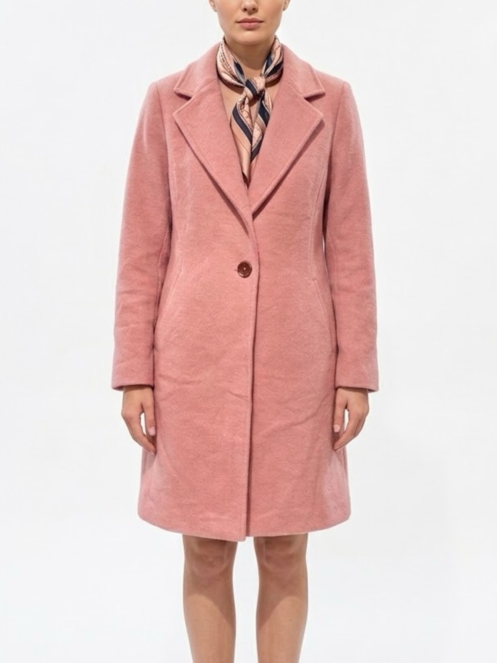 NWT Women's Pink Single-Button Wool-Blend Coat